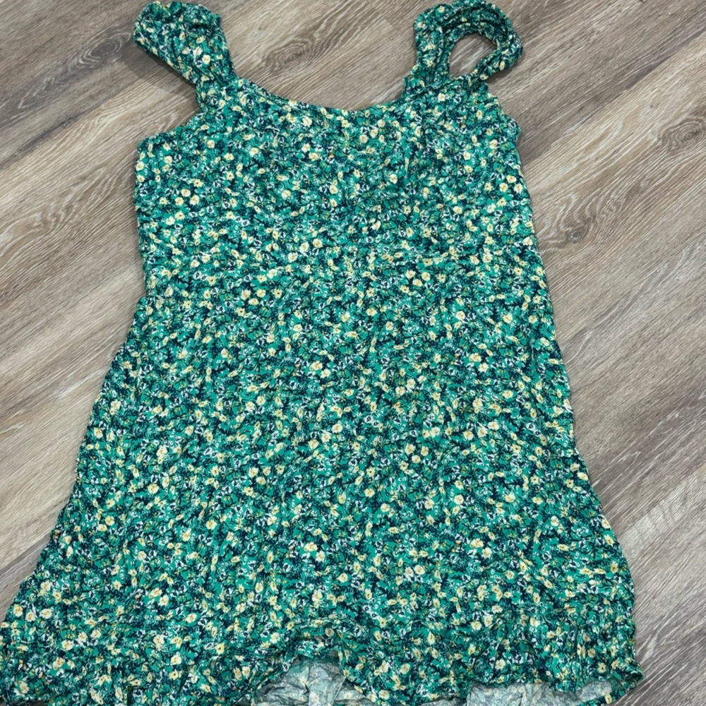 Floral Green Sleeveless Dress